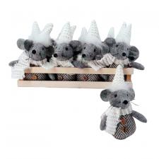 12 pc Plush Gray Mouse Ornament w/Crate