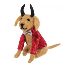 Felted Devil Dog Ornament