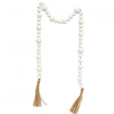 White Beaded Garland with Tassels 48