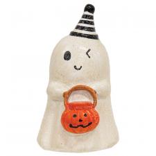 Glittered Resin Ghost w/Jack-O'-Lantern