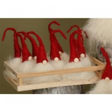 12 pc Plush Red Gnome Santa Ornament w/ Crate