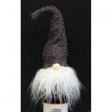 Plush Gray Hat Santa Gnome Bottle Topper