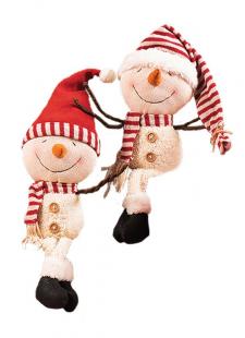 2 Asstd Dangle Leg Plush Big Head Snowman