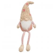 Soft Pink Floral Fabric Dangle Leg Gnome  