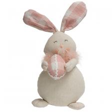 Sitting Fabric Bunny with Plaid Egg