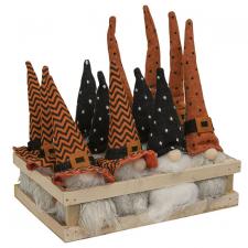 12PC Fabric Halloween Gnome Ornaments w/Crate