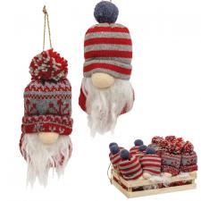 12PC Nordic Snowflake & Stripe Beanie Hat Gnome Ornament Cra