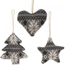 Gray & Black Nordic Sweater Ornament 3, Asstd.