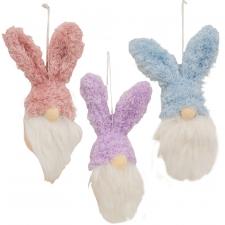 Easter Fuzzy Gnome Bunny Ornament, 3 Asstd.