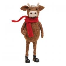 Cow in Red Scarf Felted Ornament
