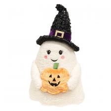 Witch Hat Sitting Ghost with Pumpkin