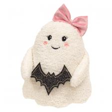 Pink Bow Sitting Ghost with Bat