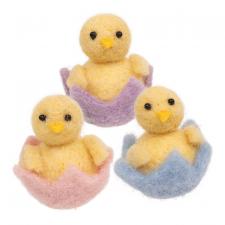 Hatchling Chick Felted Ornament - 3 Asstd