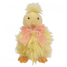 Fluffy Chick Plush Sitter with Pink Bow - 8