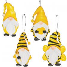 Gnome Bee Metal Ornament, 4 Asstd. 