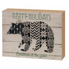 Happy Holidays Nordic Bear Box Sign