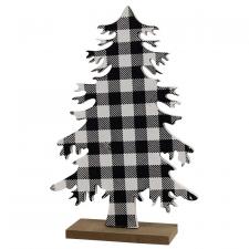 Black & White Buffalo Check Wood Tree Large - SPECIAL BUY! O