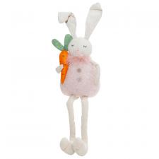 Fabric Sitting Bunny with Long Legs Carrying Carrot