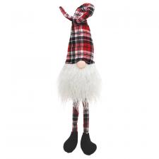 Dangle Leg Red/Black Plaid Santa Gnome