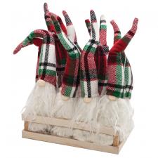 12 pc Plaid Santa Gnome Ornament w/Crate