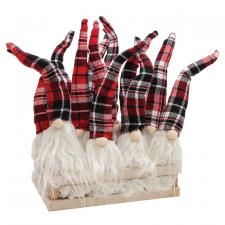 12 pc Red/Black Plaid Santa Gnome Ornament w/Crate