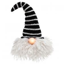 Medium Black Hat Santa Gnome w/LED Light Nose