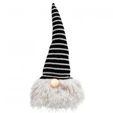 Large Black Hat Santa Gnome w/LED Light Nose