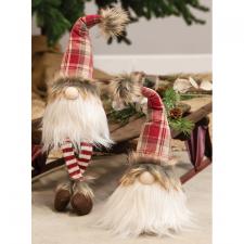 Dangle Leg Red Plaid Santa Gnome