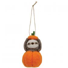 Felted Pumpkin Sloth Ornament