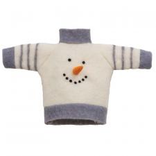 Felted Wool Snowman Sweater  Bottle Topper