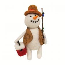 Fishing Snowman Felted Ornament
