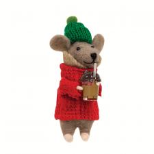 Coffee Mug Mouse Felted Ornament