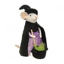 Cauldron Witch Mouse Felted Ornament