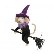 Broomstick Witch Mouse Felted Ornament