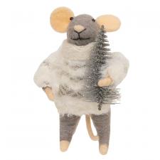 Festive Mouse with Tree Felted Ornament
