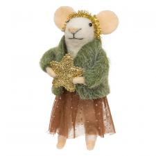 Fancy Star Mouse Felted Ornament