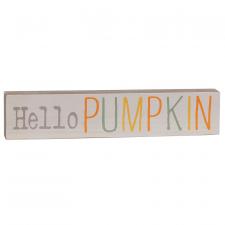 Hello Pumpkin Multi Color Wood Block