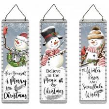 Christmas Snowman Metal Signs, 3 Asstd. - SPECIAL BUY! Origi