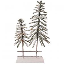 2 Flocked Trees w/LED Light - SPECIAL BUY! Original Price $2