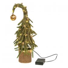 Gold Sparkle Curly Christmas Tree w/LED Lights