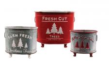 Metal Christmas Tree Pot, 3/Set