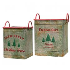Fresh Cut Trees Metal Buckets, 2/Set