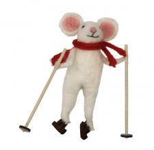 Felted Christmas Skiing Mouse Ornament
