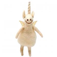 Felted Christmas Party Unicorn Ornament