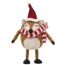 Felted Fox w/Santa Hat Ornament