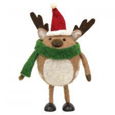 Felted Reindeer Ornament w/Santa Hat