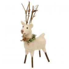 Felted White Standing Reindeer Ornament, Small