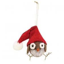 Cozy Owl Felted Ornament