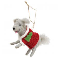 Christmas Sweater Dog Felted Ornament