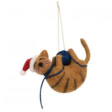 Christmas Cat Felted Ornament